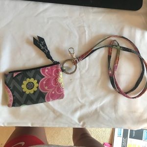 Adorable Vera Bradley Zip ID Wallet with Lanyard !